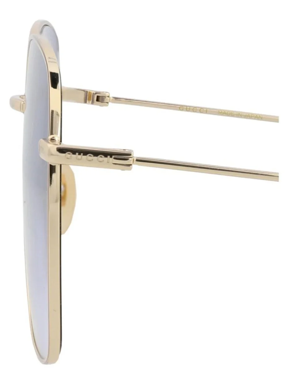 New Gucci Women's Sunglasses Square Rectangle Metal Frame Gold Gold Violet